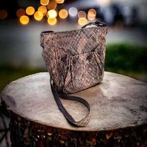 FALCHI by Carlos Falchi Crossbody Bag Faux Python Tan Brown